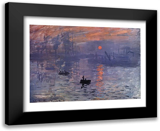 Impression, Sunrise, c.1872 (blue) 34x28 Black Modern Wood Framed Art Print Poster by Monet, Claude