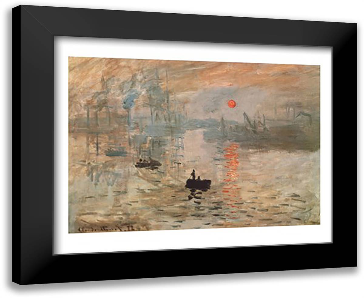 Impression, Sunrise, c.1872 (green) 34x28 Black Modern Wood Framed Art Print Poster by Monet, Claude