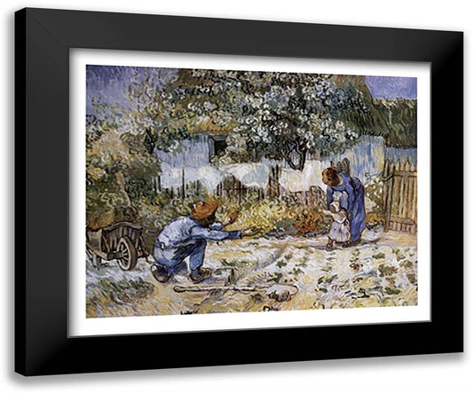 First Steps (after Millet), c.1890 34x28 Black Modern Wood Framed Art Print Poster by Van Gogh, Vincent