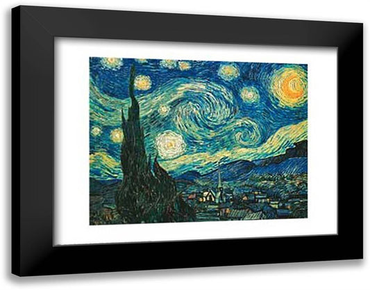 Starry Night 34x28 Black Modern Wood Framed Art Print Poster by Van Gogh, Vincent