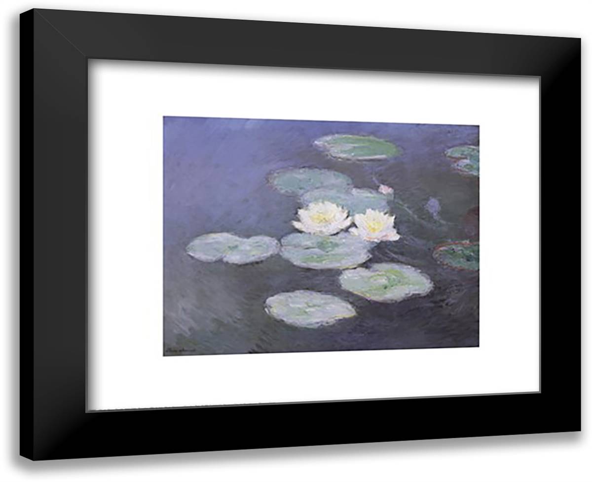 Nymphaeas Effet du Soir 24x20 Black Modern Wood Framed Art Print Poster by Monet, Claude