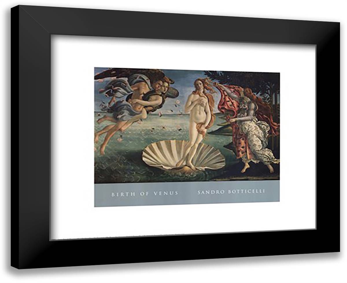 Birth of Venus 24x20 Black Modern Wood Framed Art Print Poster by Botticelli, Sandro