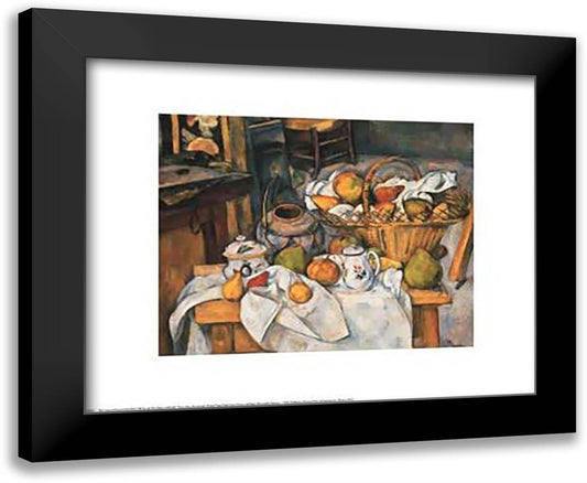 Still Life with Fruit Basket 18x15 Black Modern Wood Framed Art Print Poster by Cezanne, Paul