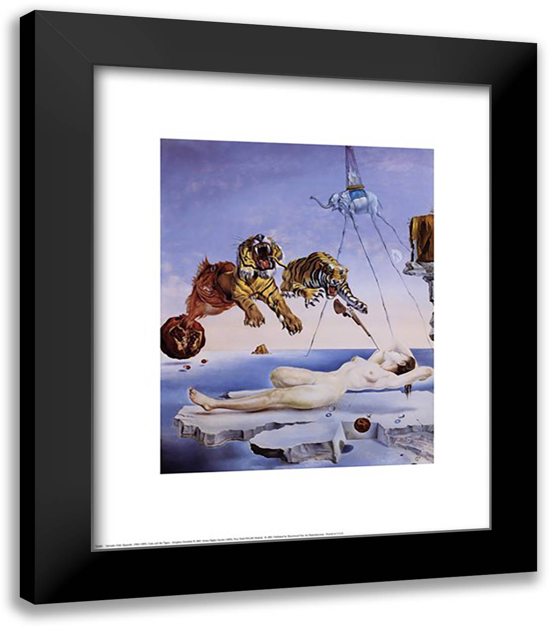 Dream Caused by the Flight of a Bee Around a Pomegranate, A Second Before Awakening, c.1944 20x24 Black Modern Wood Framed Art Print Poster by Dali, Salvador