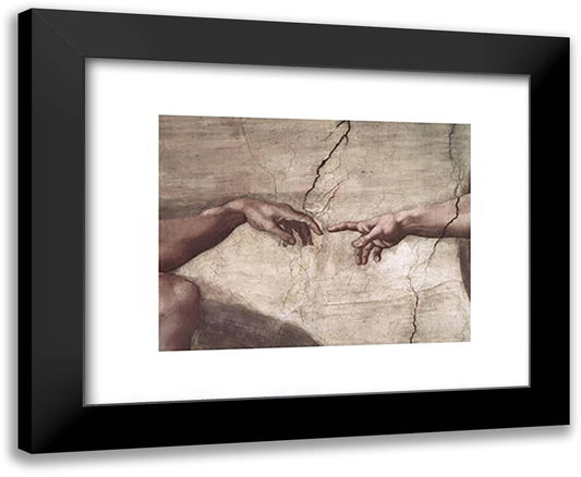 Creation of Adam (hands detail) 24x20 Black Modern Wood Framed Art Print Poster by Michelangelo
