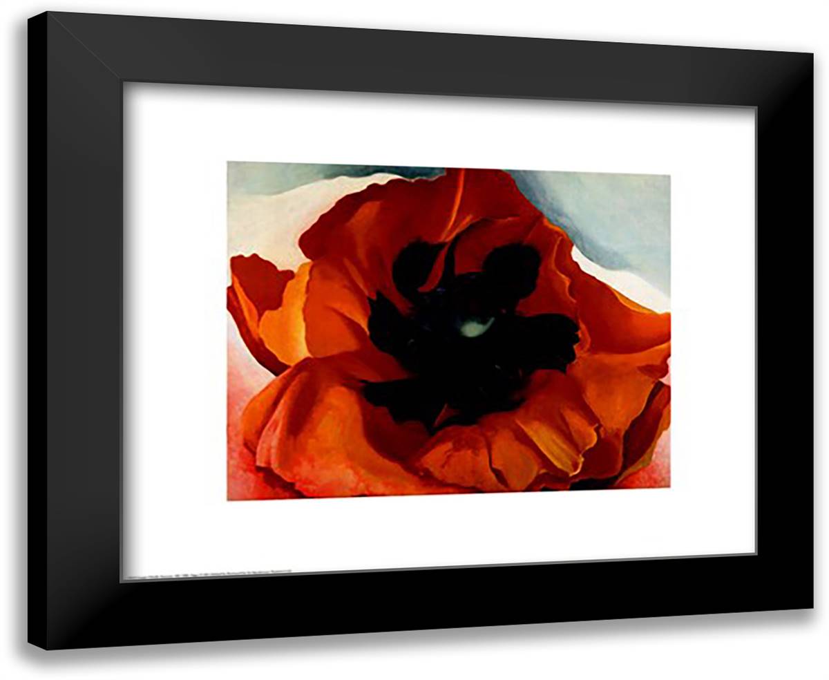 Poppy 24x20 Black Modern Wood Framed Art Print Poster by O'Keeffe, Georgia