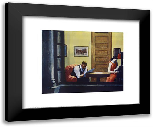 Room in New York 24x20 Black Modern Wood Framed Art Print Poster by Hopper, Edward