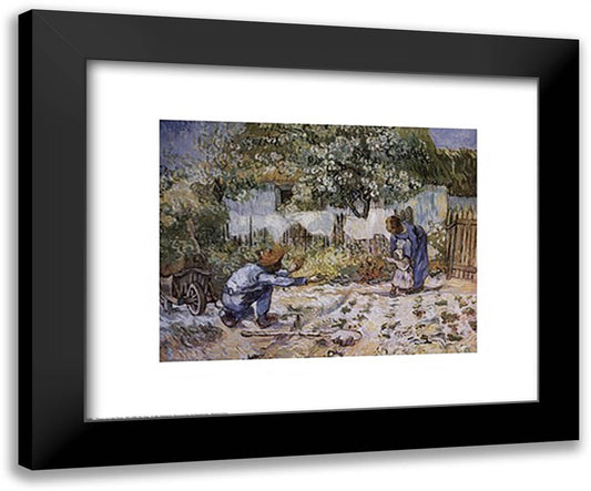 First Steps (after Millet), c.1890 24x20 Black Modern Wood Framed Art Print Poster by Van Gogh, Vincent