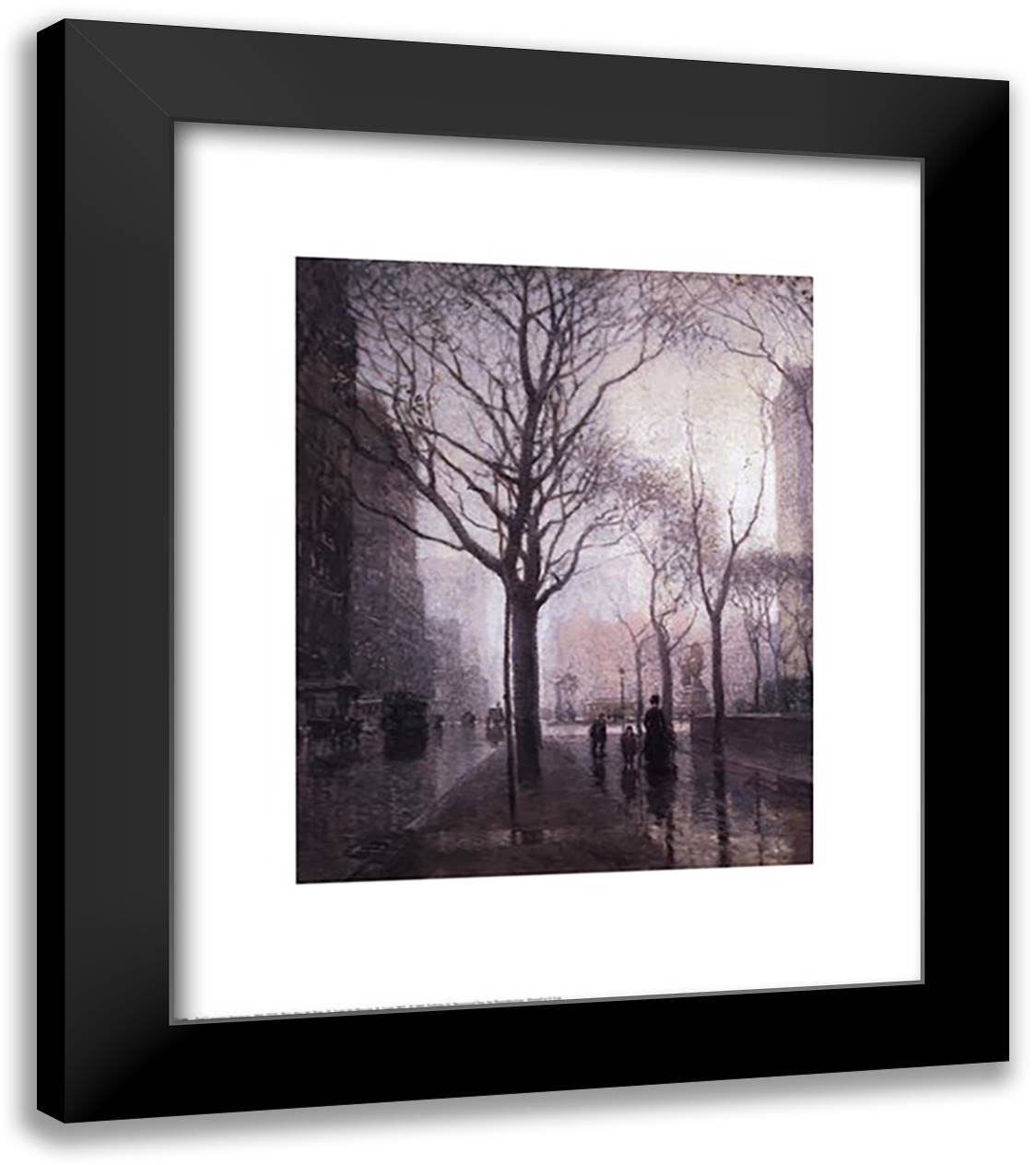 Plaza After the Rain 20x24 Black Modern Wood Framed Art Print Poster by Cornoyer, Paul