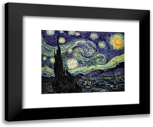 The Starry Night, c.1889 24x20 Black Modern Wood Framed Art Print Poster by Van Gogh, Vincent