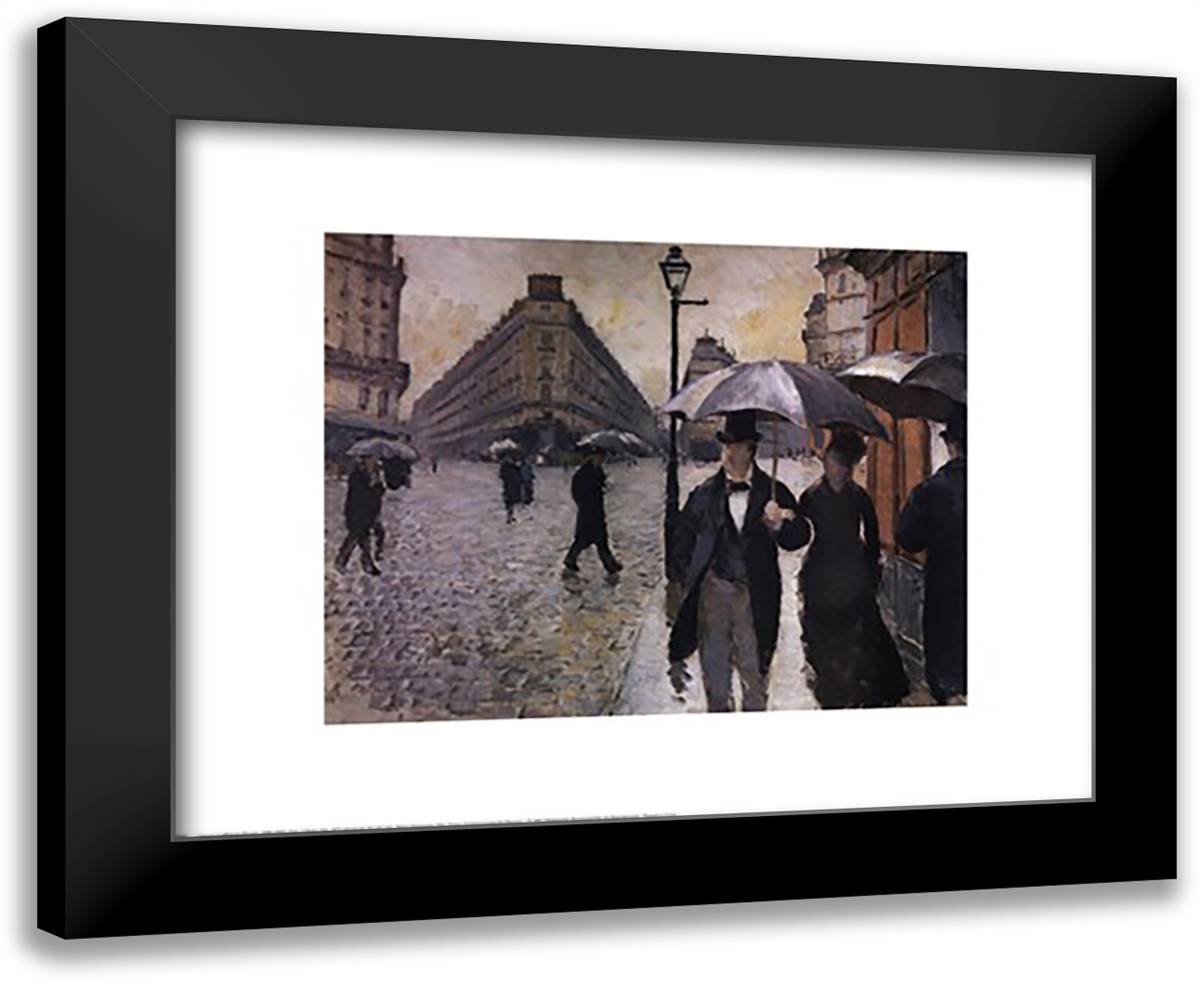 Paris, a Rainy Day, 1877 24x20 Black Modern Wood Framed Art Print Poster by Caillebotte, Gustave