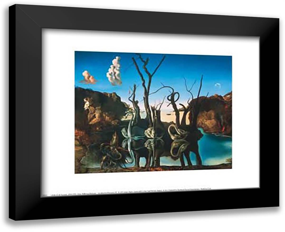 Swans Reflecting Elephants, c.1937 18x15 Black Modern Wood Framed Art Print Poster by Dali, Salvador