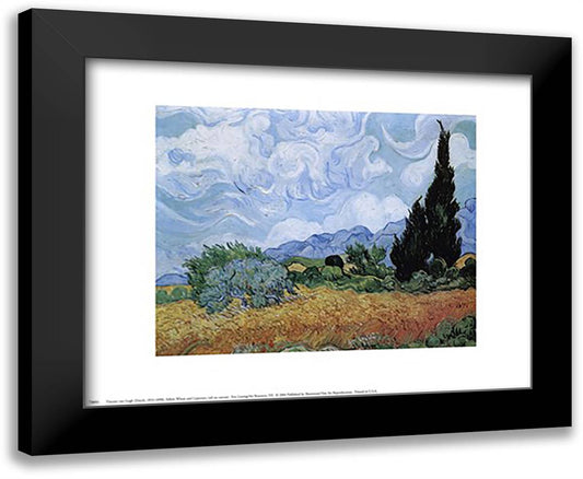 Field of Wheat with Cypresses, c.1889 18x15 Black Modern Wood Framed Art Print Poster by Van Gogh, Vincent