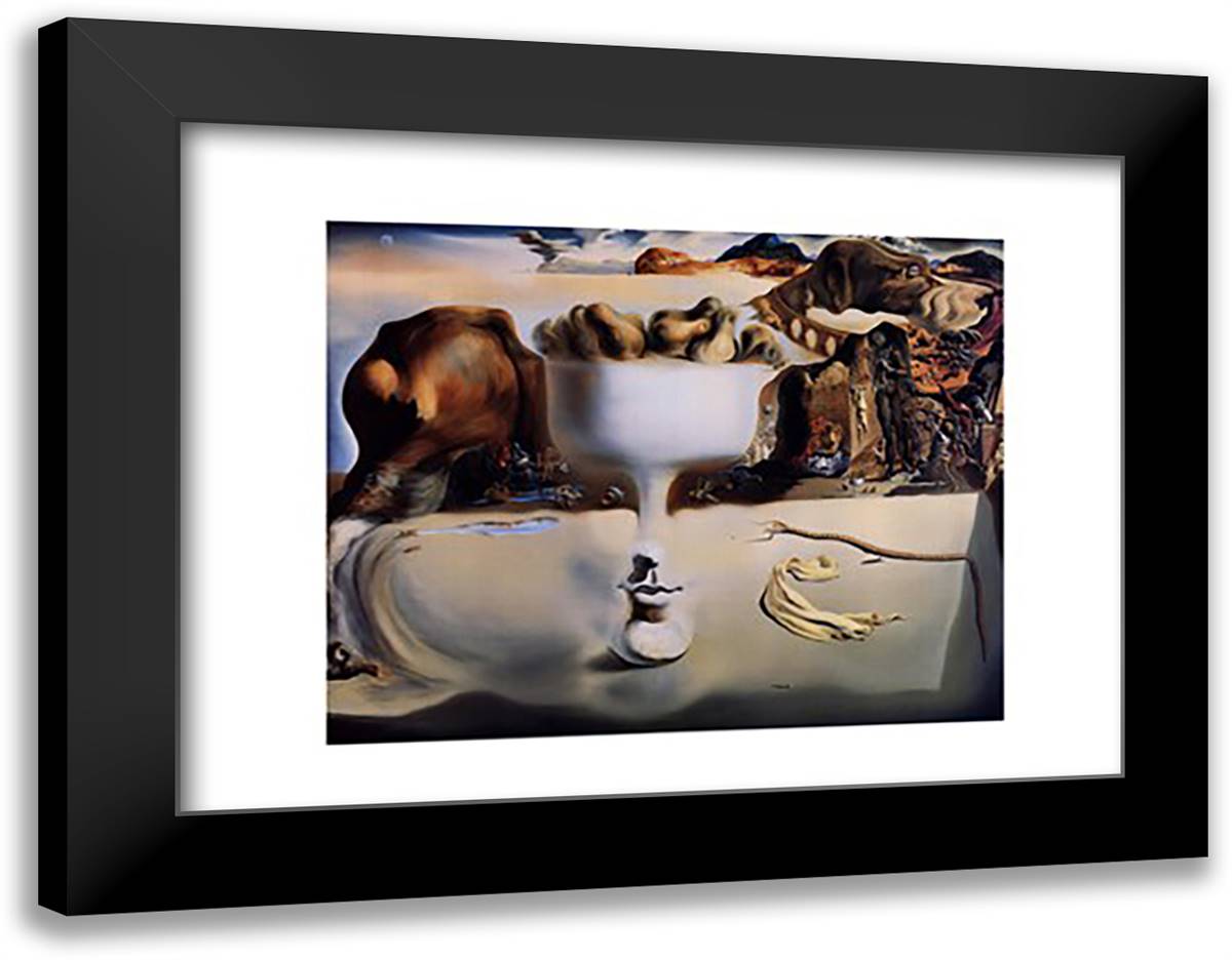 Apparition of Face and Fruit Dish on a Beach, c.1938 18x15 Black Modern Wood Framed Art Print Poster by Dali, Salvador