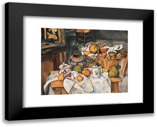 Still Life with Fruit Basket 14x12 Black Modern Wood Framed Art Print Poster by Cezanne, Paul