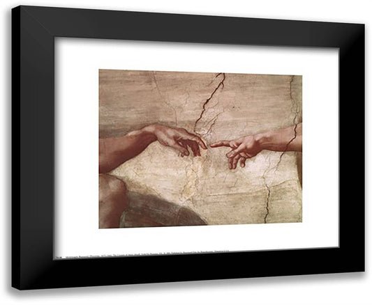 Creation of Adam (hands detail) 18x15 Black Modern Wood Framed Art Print Poster by Michelangelo