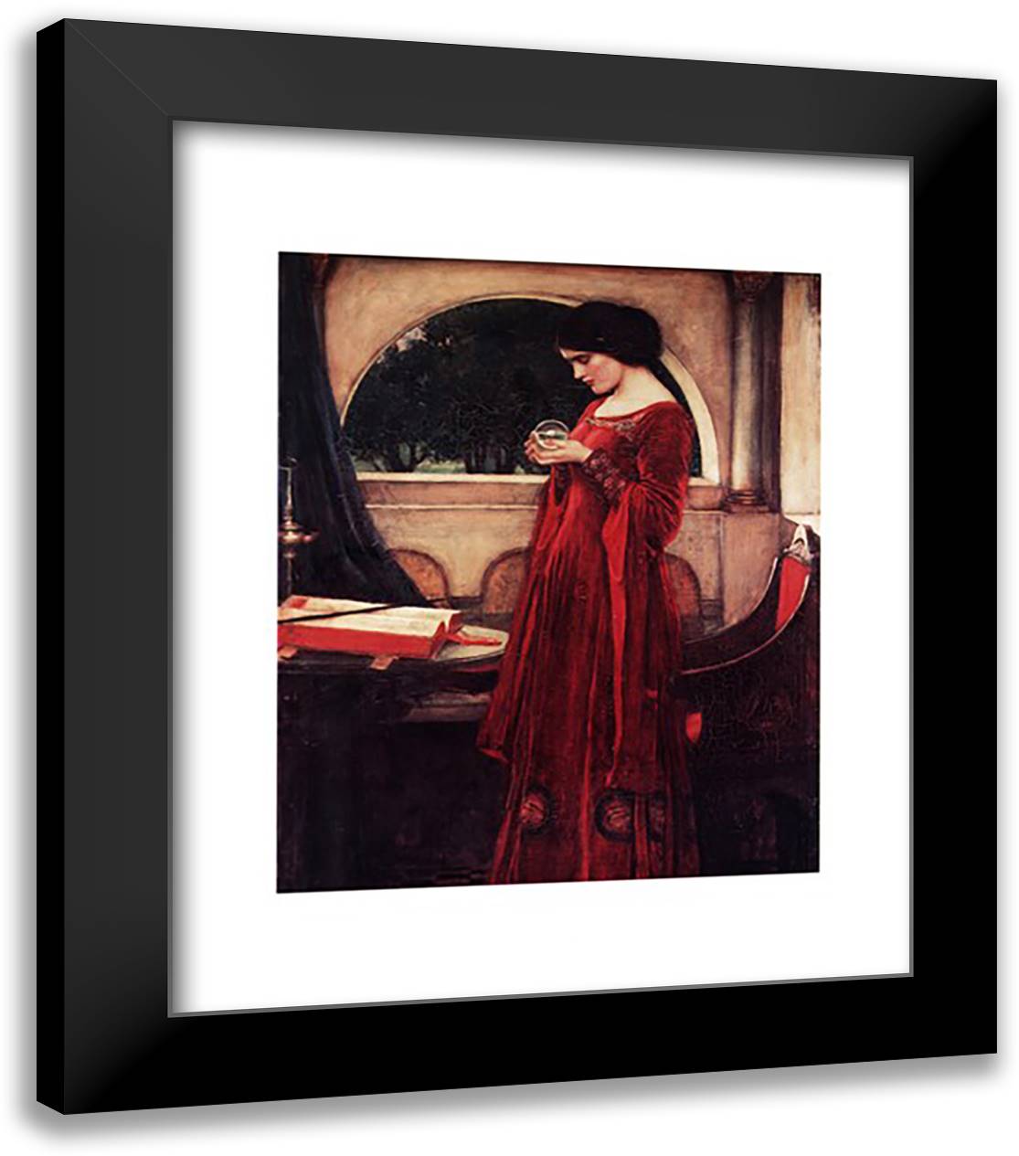 The Crystal Ball, c.1902 15x18 Black Modern Wood Framed Art Print Poster by Waterhouse, John William