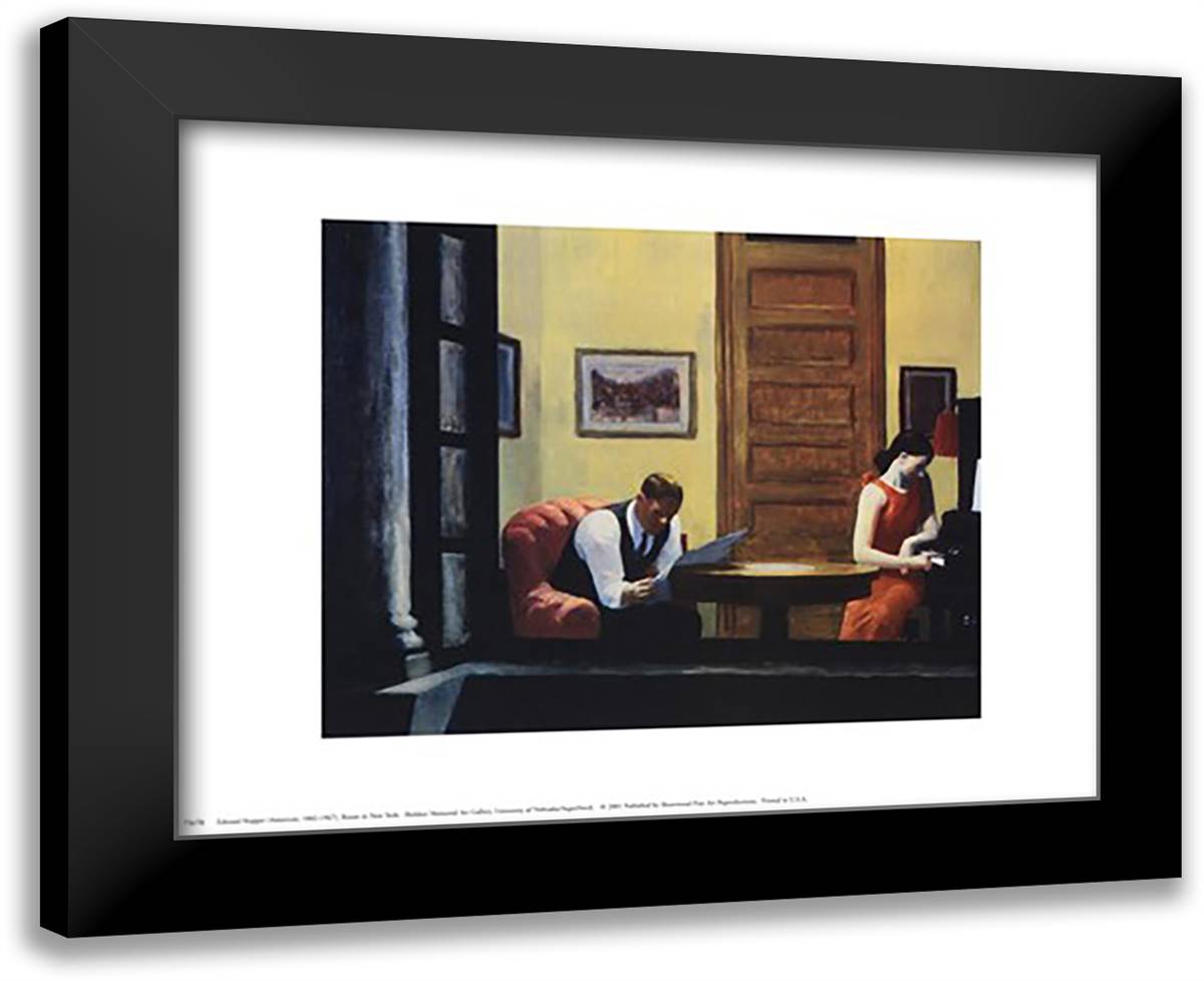 Room in New York 18x15 Black Modern Wood Framed Art Print Poster by Hopper, Edward