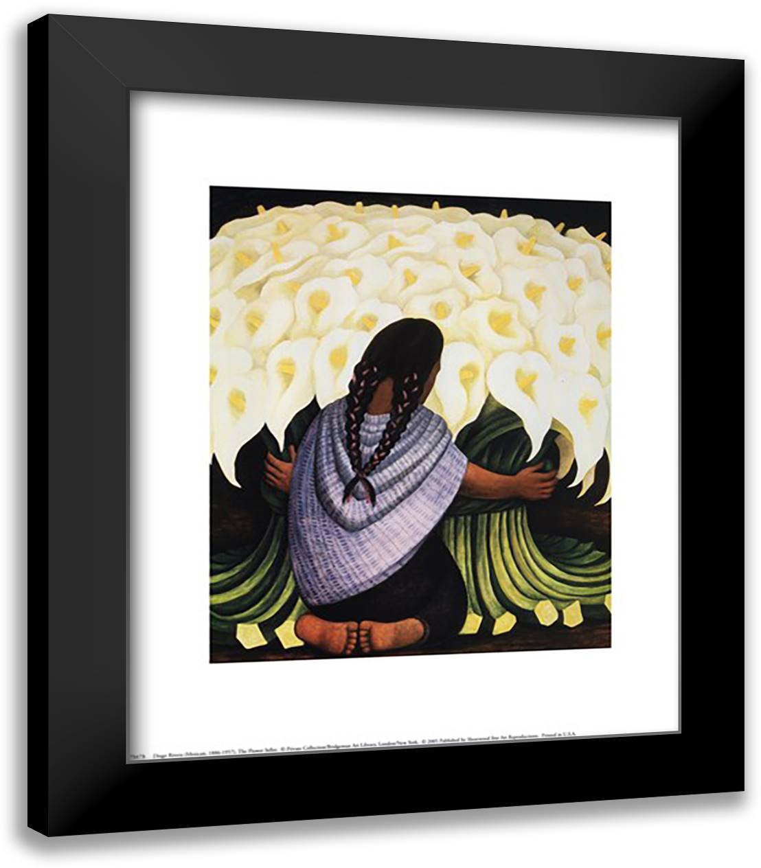 The Flower Seller 15x18 Black Modern Wood Framed Art Print Poster by Rivera, Diego