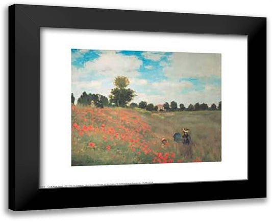 Les Coquelicots 14x12 Black Modern Wood Framed Art Print Poster by Monet, Claude