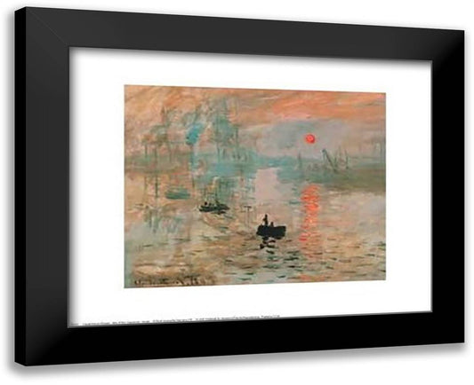 Impression, Sunrise, c.1872 (green) 14x12 Black Modern Wood Framed Art Print Poster by Monet, Claude