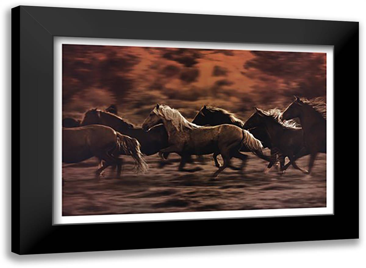 Autumn Run 36x26 Black Modern Wood Framed Art Print Poster by Stromberg, Tony