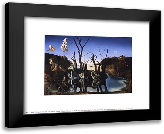 Swans Reflecting Elephants, c.1937 14x12 Black Modern Wood Framed Art Print Poster by Dali, Salvador