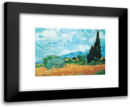 Field of Wheat with Cypresses, c.1889 14x12 Black Modern Wood Framed Art Print Poster by Van Gogh, Vincent
