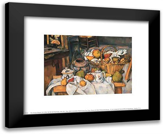 Still Life with Fruit Basket 14x12 Black Modern Wood Framed Art Print Poster by Cezanne, Paul