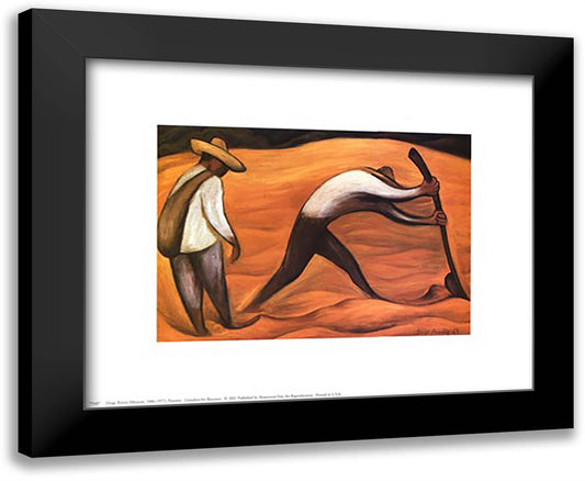 Peasants 14x12 Black Modern Wood Framed Art Print Poster by Rivera, Diego