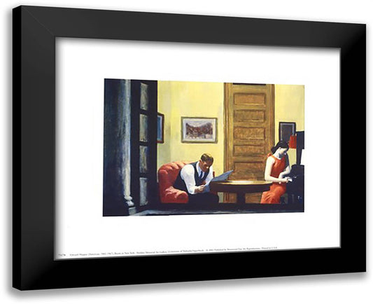 Room in New York 14x12 Black Modern Wood Framed Art Print Poster by Hopper, Edward