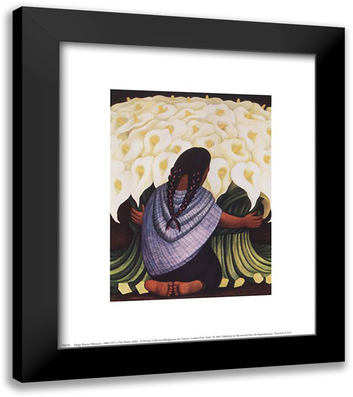 The Flower Seller 12x14 Black Modern Wood Framed Art Print Poster by Rivera, Diego