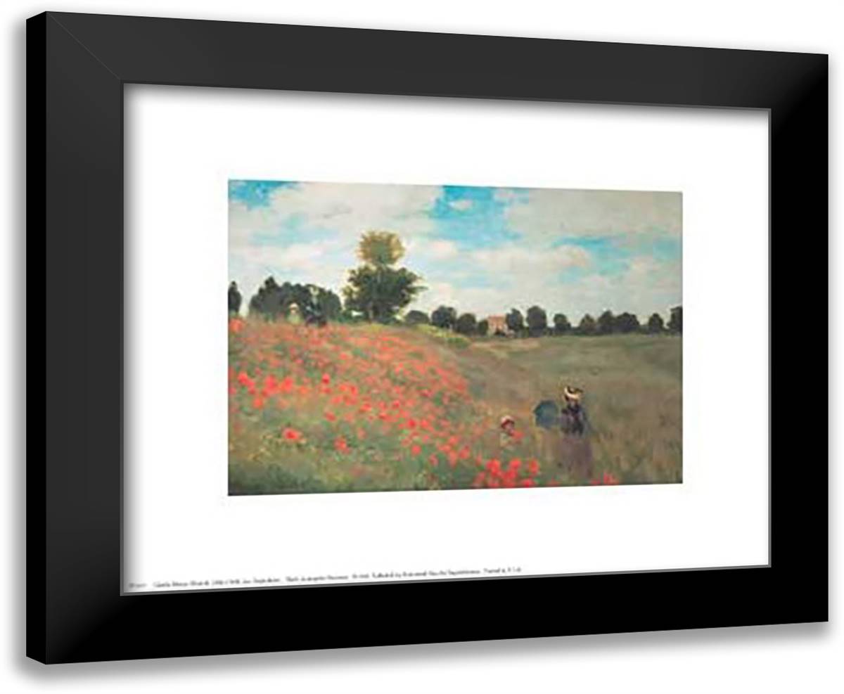 Les Coquelicots 14x12 Black Modern Wood Framed Art Print Poster by Monet, Claude