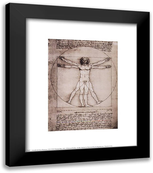 Leonardo Da Vinci - Vitruvian Man, 1492 Size 5x7 12x14 Black Modern Wood Framed Art Print Poster by da Vinci, Leonardo