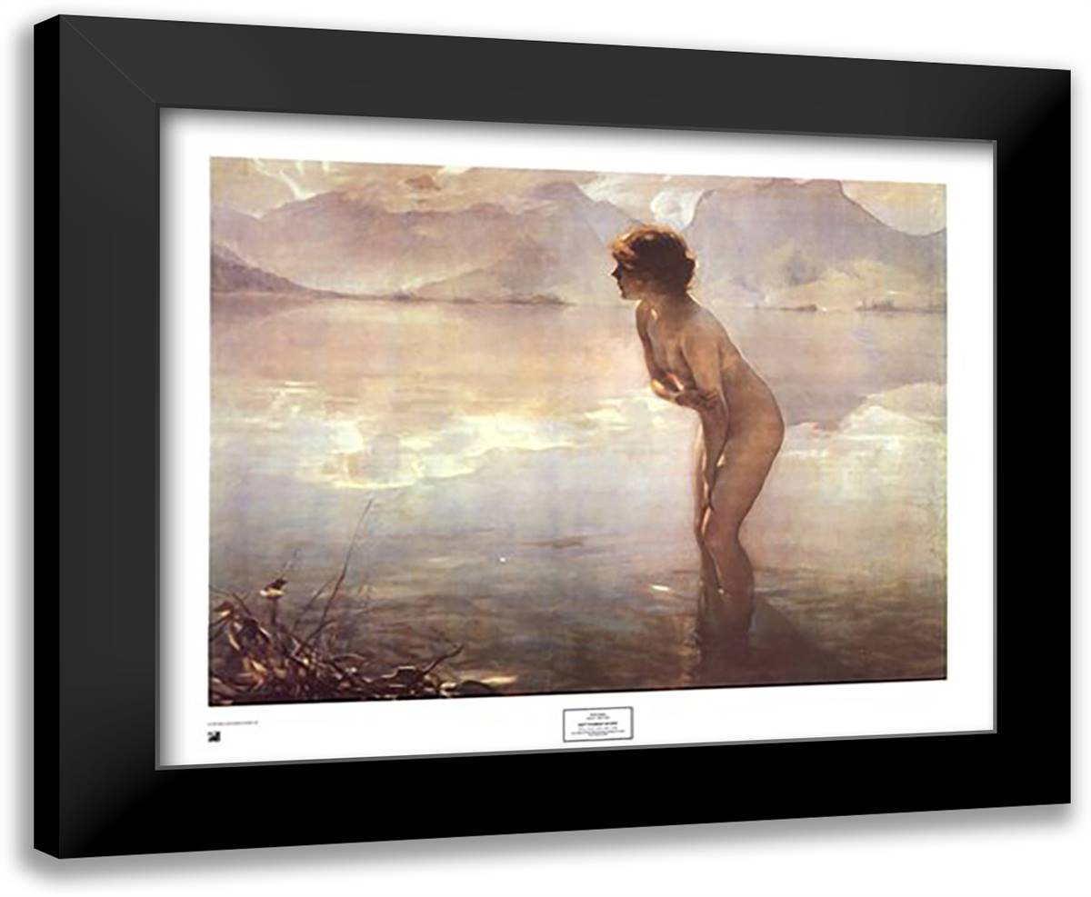 September Morn 34x28 Black Modern Wood Framed Art Print Poster by Chabas, Paul