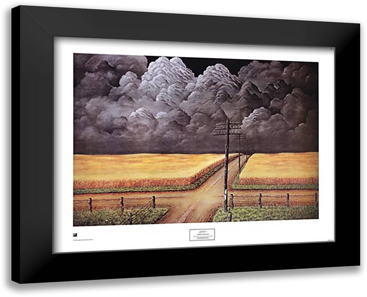 Gray and Gold 36x28 Black Modern Wood Framed Art Print Poster by Cox, John Rogers