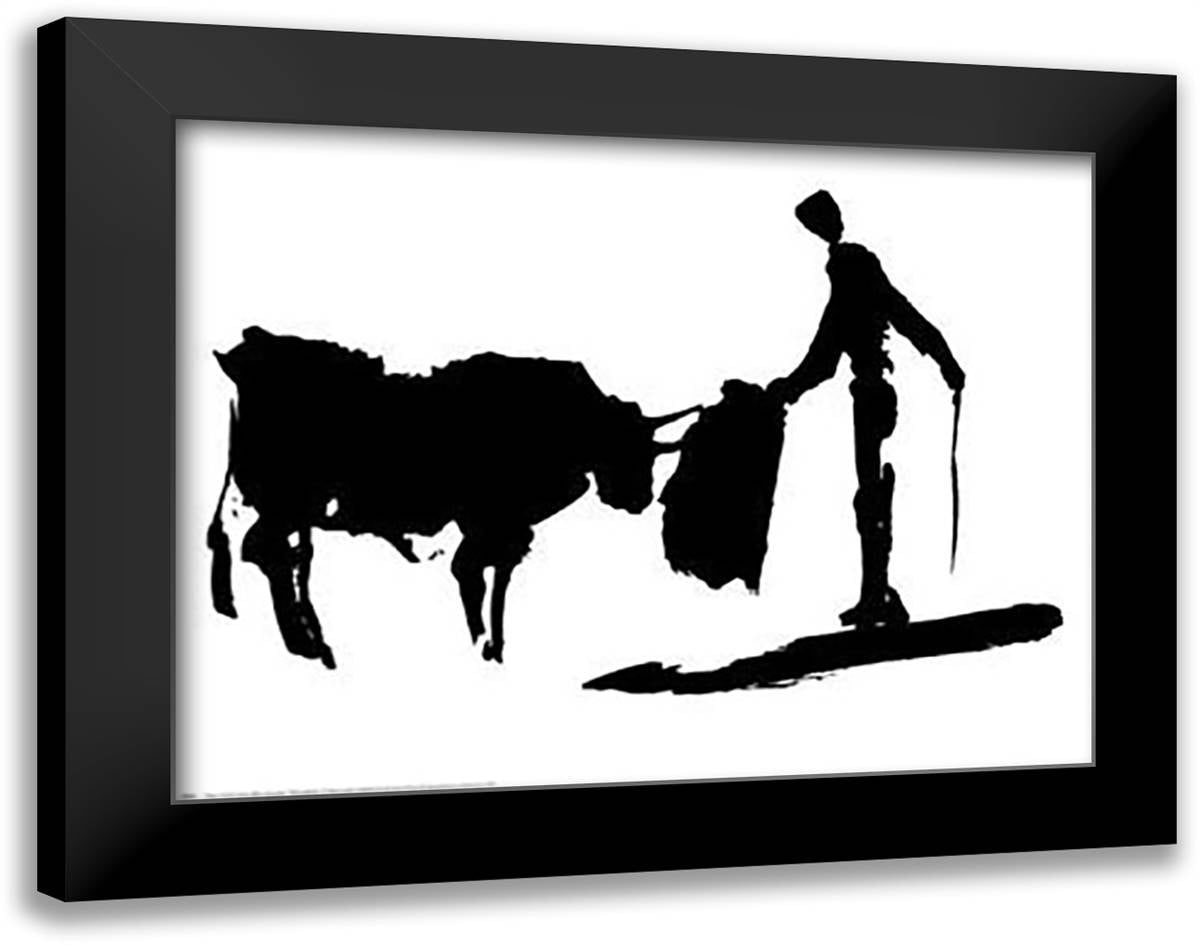 Bull Fighter 34x28 Black Modern Wood Framed Art Print Poster by Picasso, Pablo