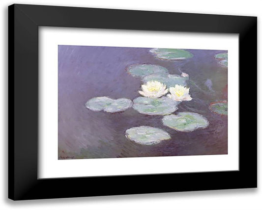 Nympheas Effet du Soir 36x28 Black Modern Wood Framed Art Print Poster by Monet, Claude
