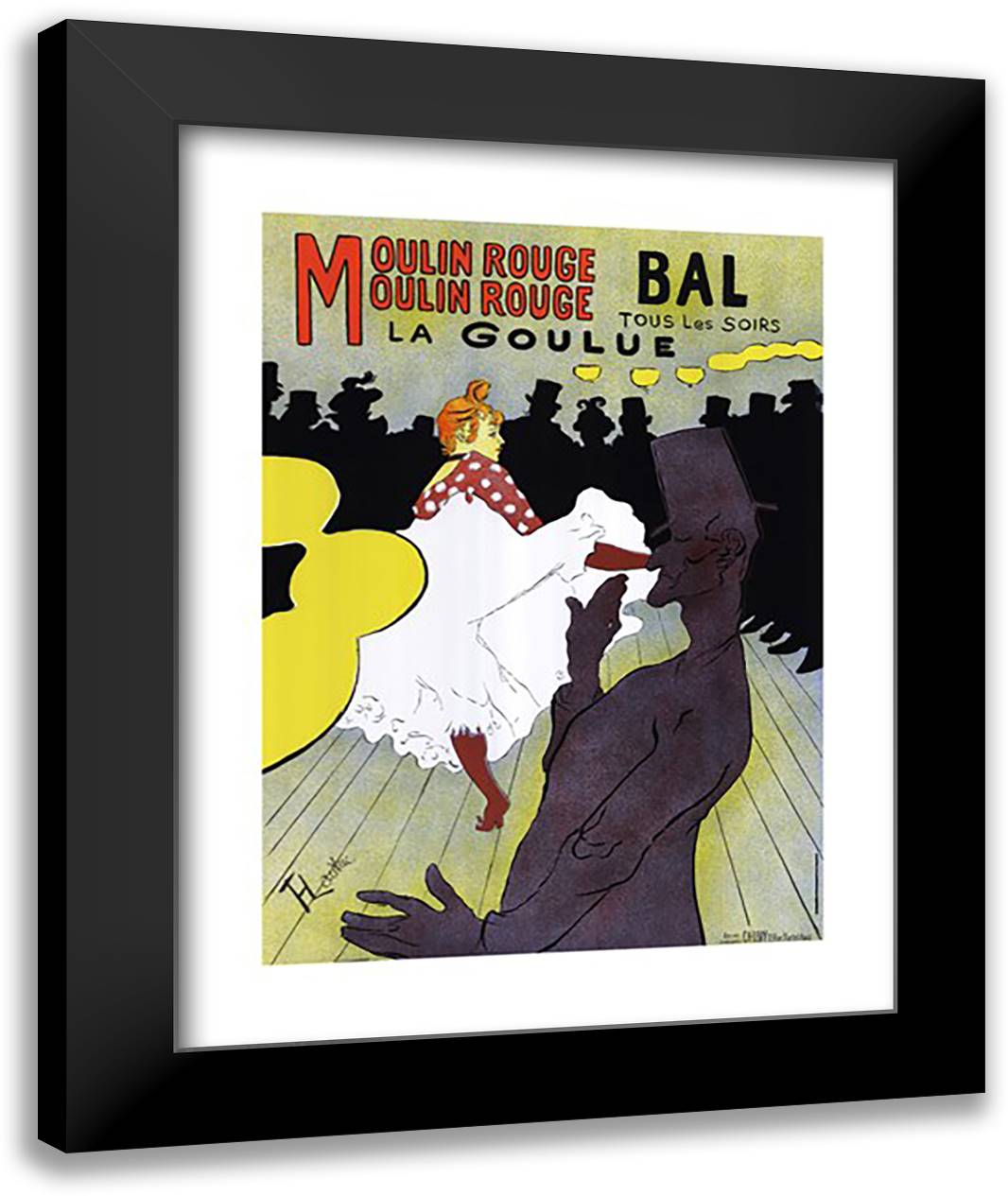Poster, Moulin Rouge, 1890 28x36 Black Modern Wood Framed Art Print Poster by Toulouse-Lautrec, Henri de