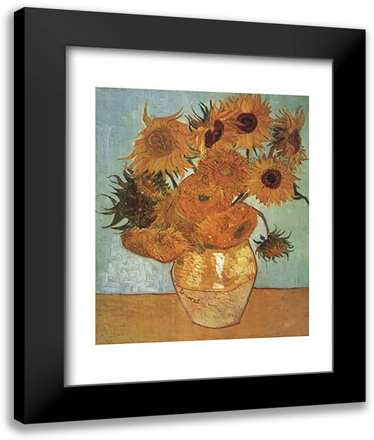 Vase with Twelve Sunflowers, c.1888 28x36 Black Modern Wood Framed Art Print Poster by Van Gogh, Vincent