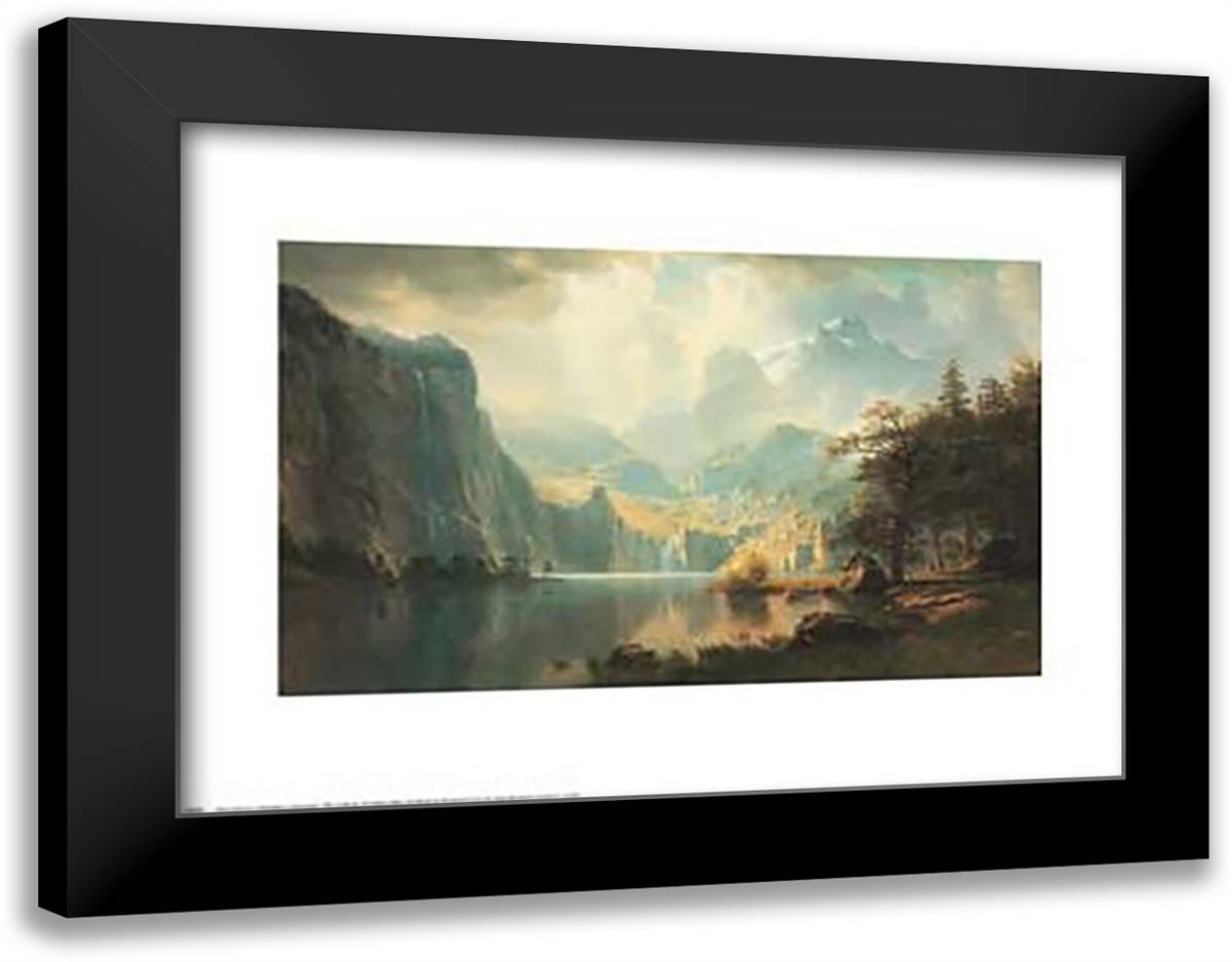 In the Mountains 37x21 Black Modern Wood Framed Art Print Poster by Bierstadt, Albert