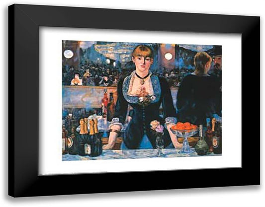Bar at the Folies Bergere 36x28 Black Modern Wood Framed Art Print Poster by Manet, Edouard