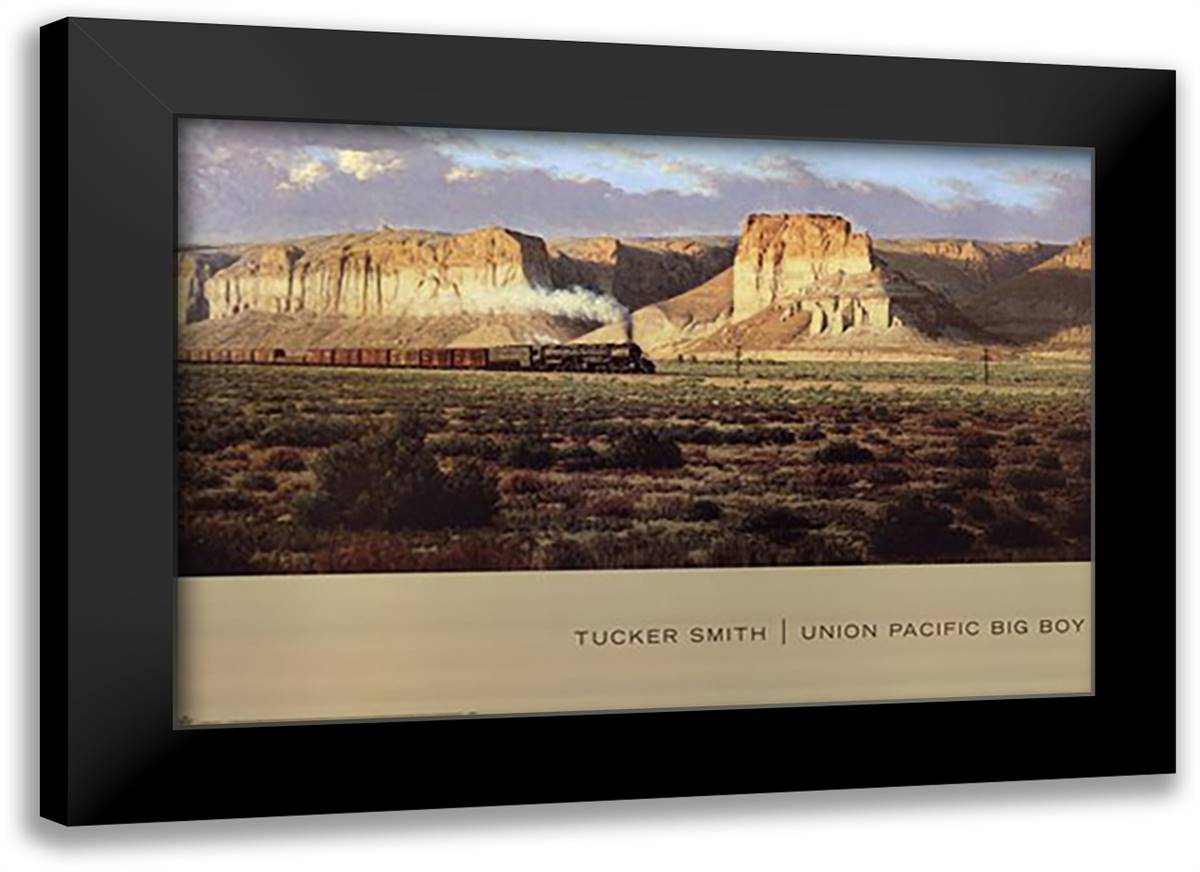 Union Pacific Big Boy 40x28 Black Modern Wood Framed Art Print Poster by Smith, Tucker