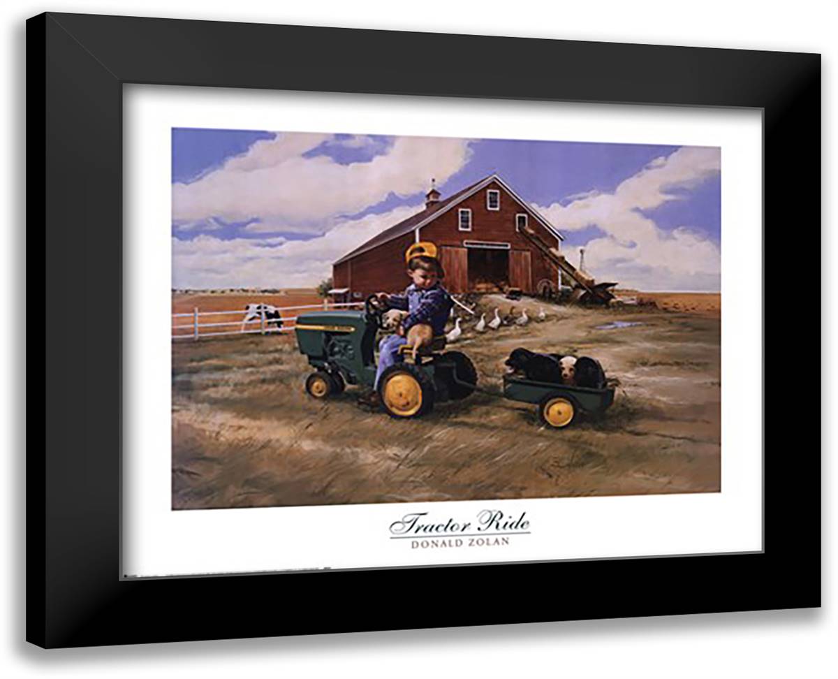 Tractor Ride 32x26 Black Modern Wood Framed Art Print Poster by Zolan, Donald