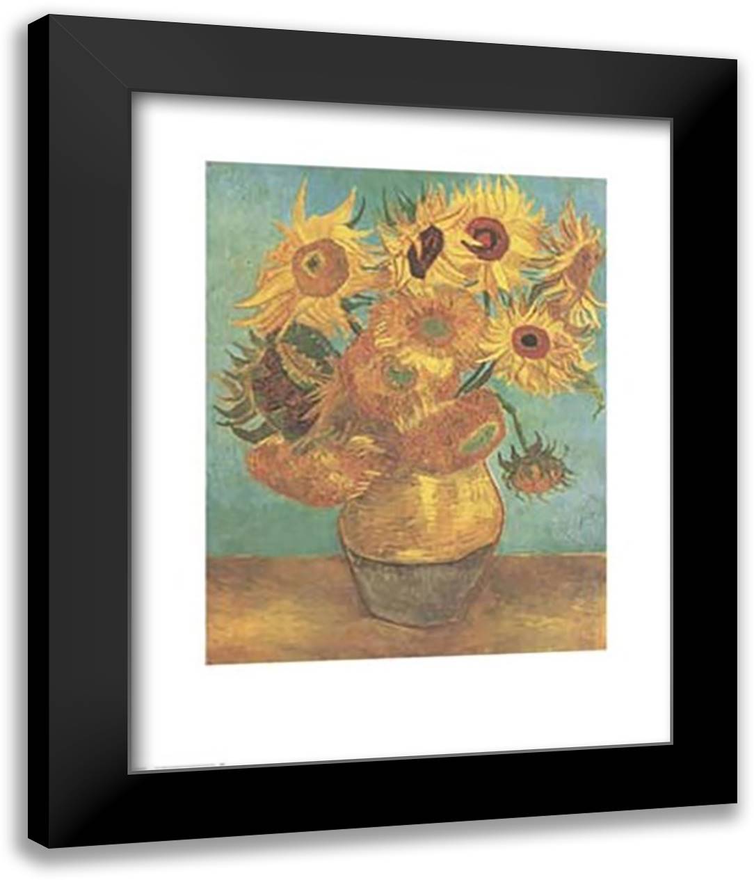 Vase with Twelve Sunflowers, c.1888 27x33 Black Modern Wood Framed Art Print Poster by Van Gogh, Vincent