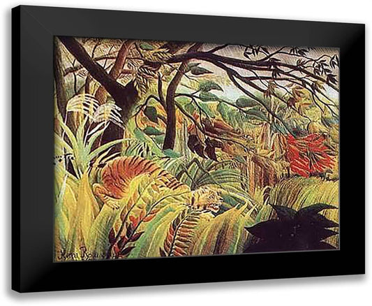 Surprised! Storm in the Forest 28x26 Black Modern Wood Framed Art Print Poster by Rousseau, Henri