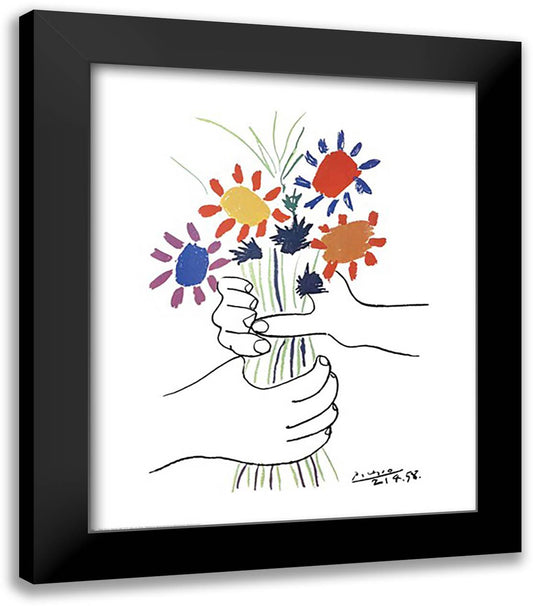 Mains Aux Fleurs 26x31 Black Modern Wood Framed Art Print Poster by Picasso, Pablo