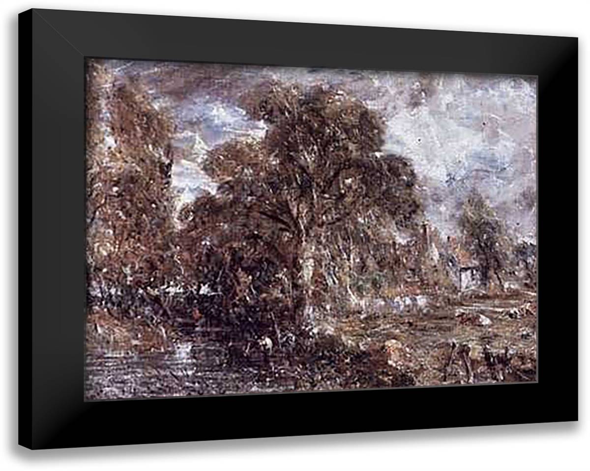 Constable, John - On the River Stour Size 28x23 Black Modern Wood Framed Art Print Poster by Constable, John