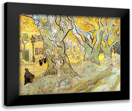 The Road Menders, c.1889 28x23 Black Modern Wood Framed Art Print Poster by Van Gogh, Vincent