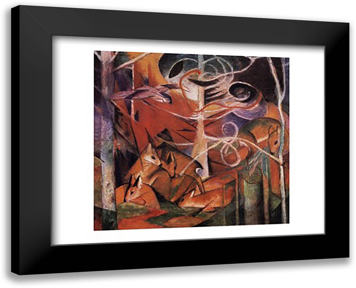 Deer in the Forest I 32x26 Black Modern Wood Framed Art Print Poster by Marc, Franz